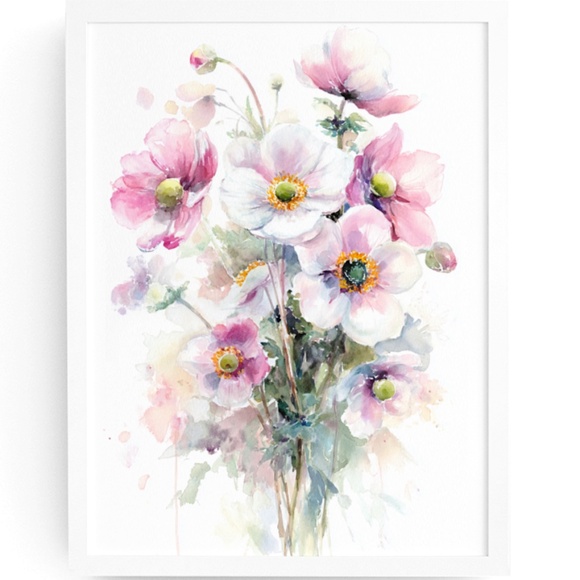 Creative Path Studios Other - Watercolor Anemone Flowers Wall Art Illustration Print Poster Unframed